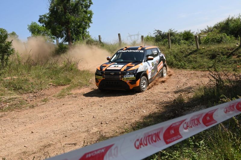 Ace rallyist Gaurav Gill in action during day of the K 1000 rally of the CYC FMSCI National Rally Championship in Bengaluru. (IANS Photo)